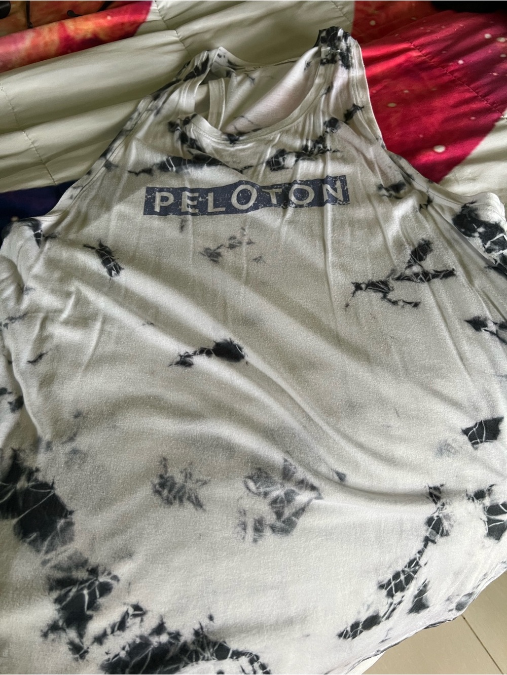 Peloton Black & White Tie-Dye Muscle Tank